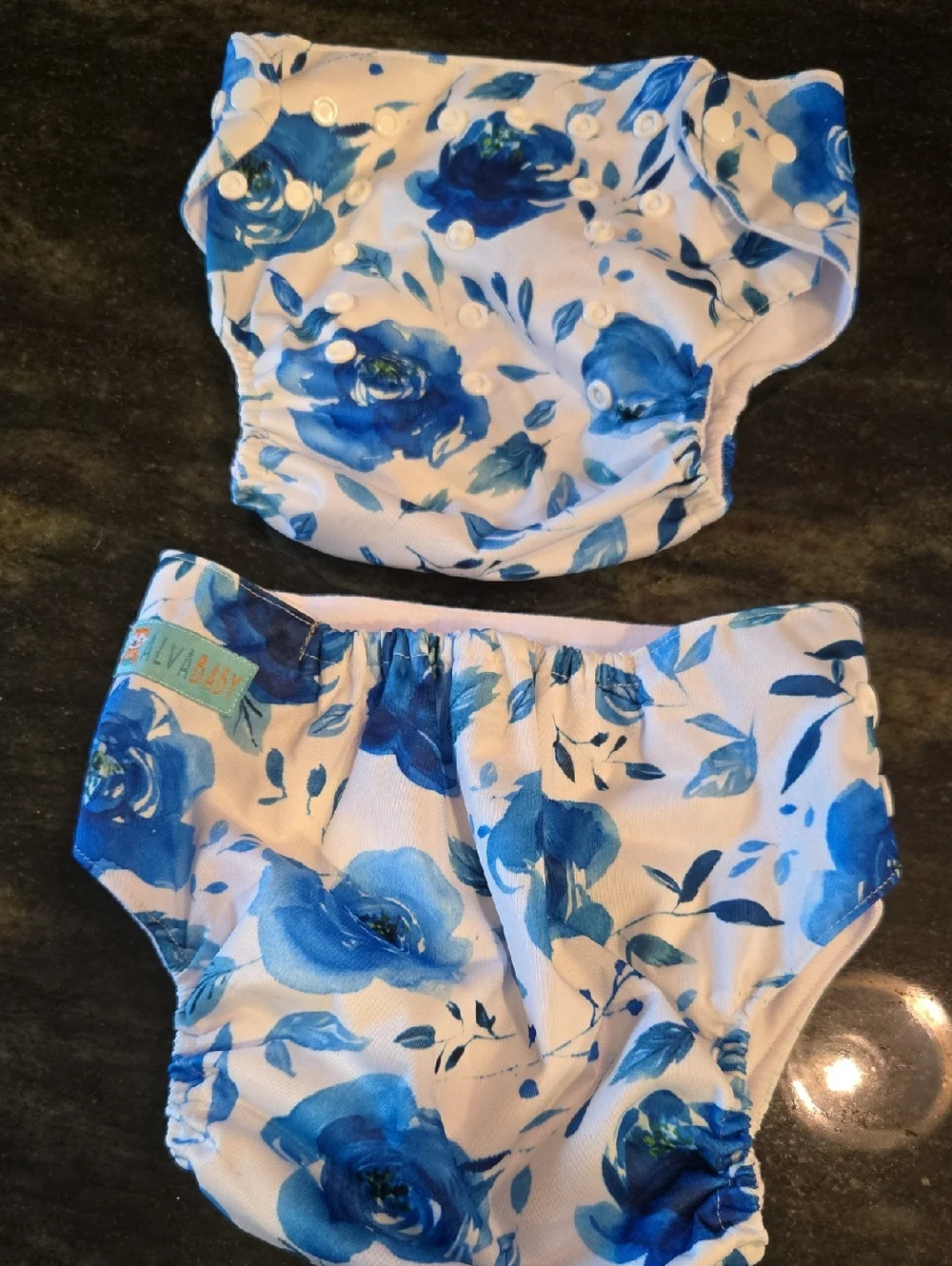 Blue Floral Reusable Or Swim Diaper Cover for Kids -